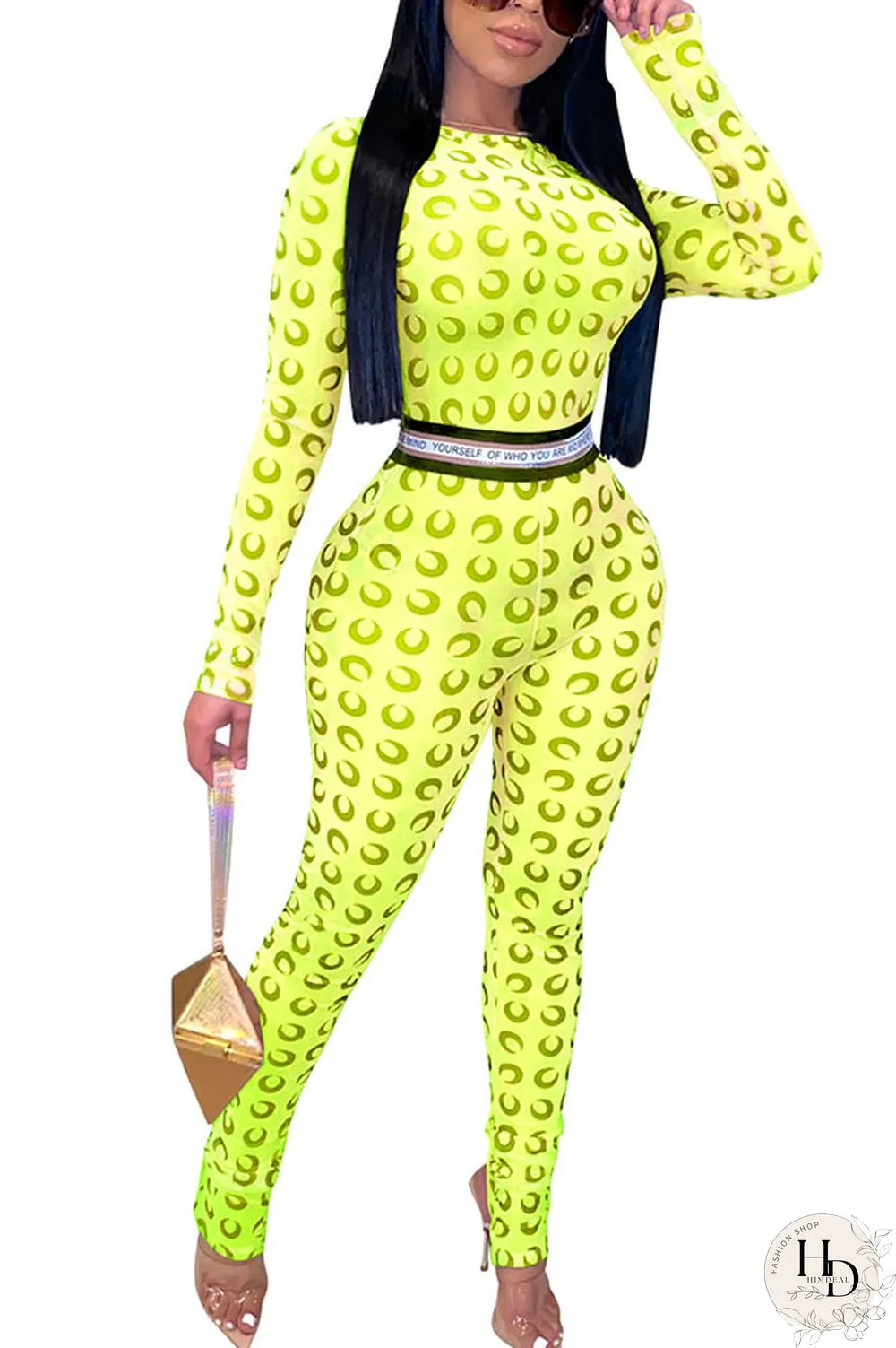 Blue Fashion Sexy Print Long Sleeve O Neck Jumpsuits