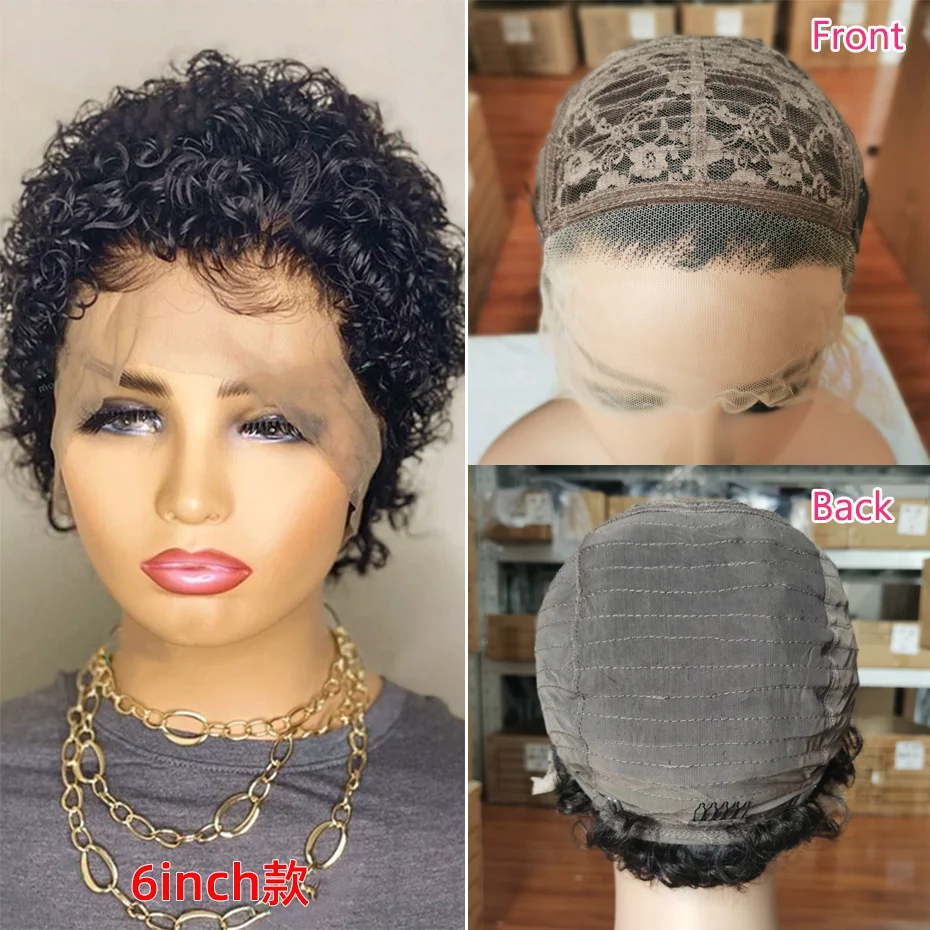 African Small Volume Wig European and American Wig Female Short Curly Hair Real Hair Head Set Lace Wig-Hoverseek