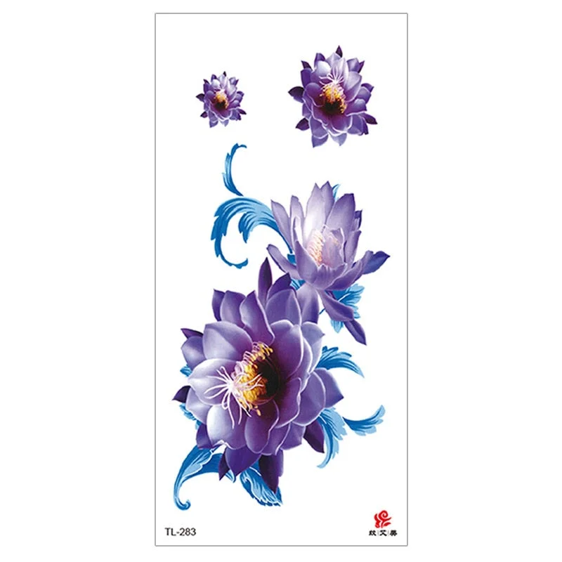 Peony Rose Temporary Tattoo Stickers,Women Body Art Tattoo,Girl Back Breast Arm Leg Red Blue Pink Flower Fake Tatoos