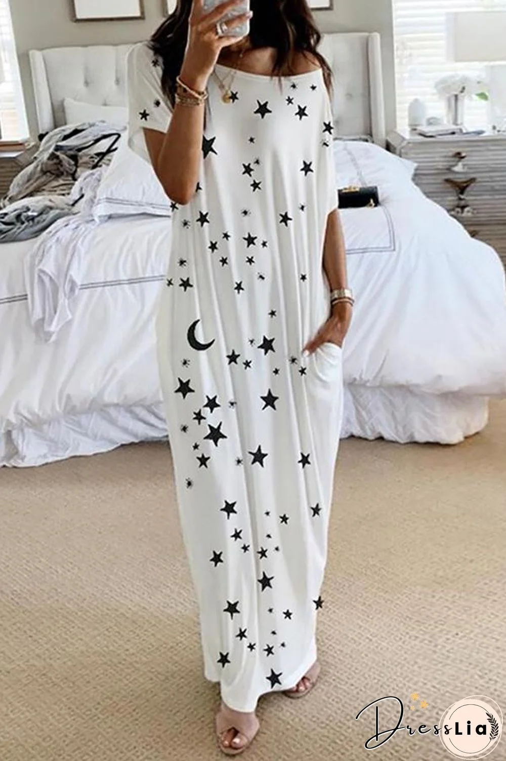 Casual Graphic Printed Short Sleeve Dress P10517