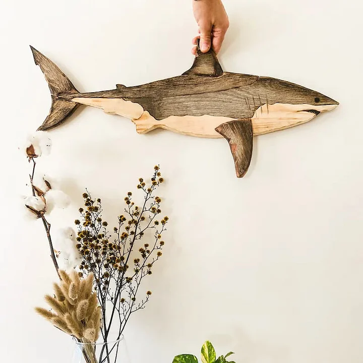 Wood Art / Reclaimed Wood / White Shark / Gift / Wood Decor / image 1
