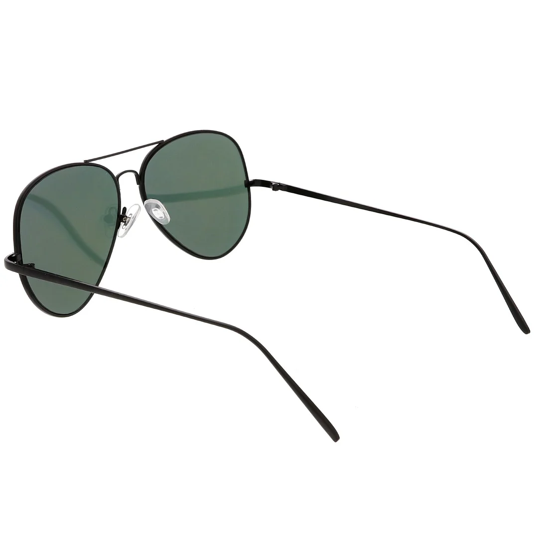 Classic Metal Aviator glasses Double Nose Bridge Color Mirror Flat Lens 59mm