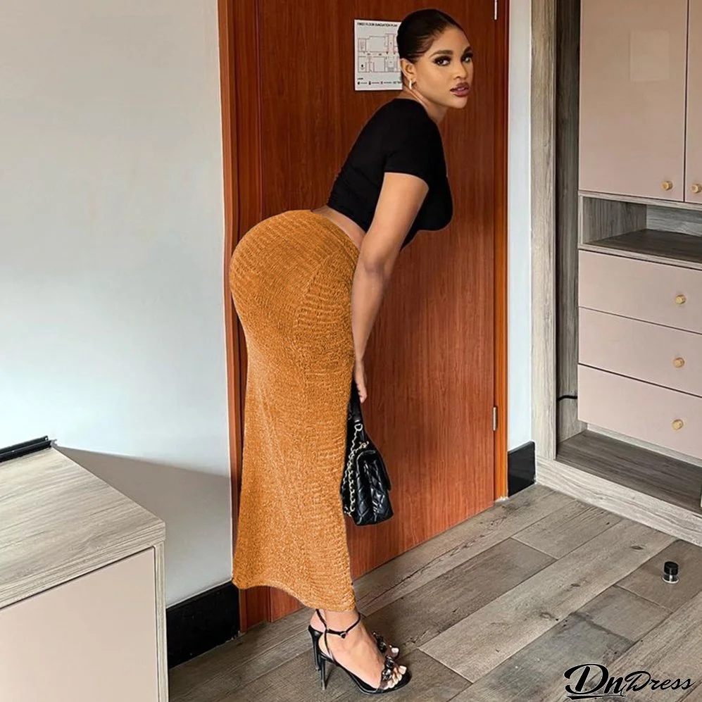 Autumn Mid-Waist Slim Long Skirt