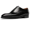 Handmade Men Black Captoe Leather Dress Shoes Business
