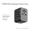 Travel Universal Adapter, International Power Plug Adapter with 1 USB C (PD 70W), 2 USB A Ports, 1 USB C Cable (PD 70W), All-in-One Global Wall Charger for US, Europe, UK, Australia (Type C/G/A/I)