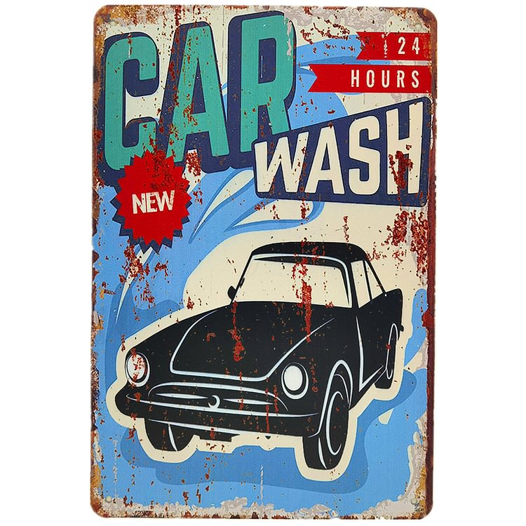 Car Wash - Vintage Tin Signs/Wooden Signs - 7.9x11.8in & 11.8x15.7in