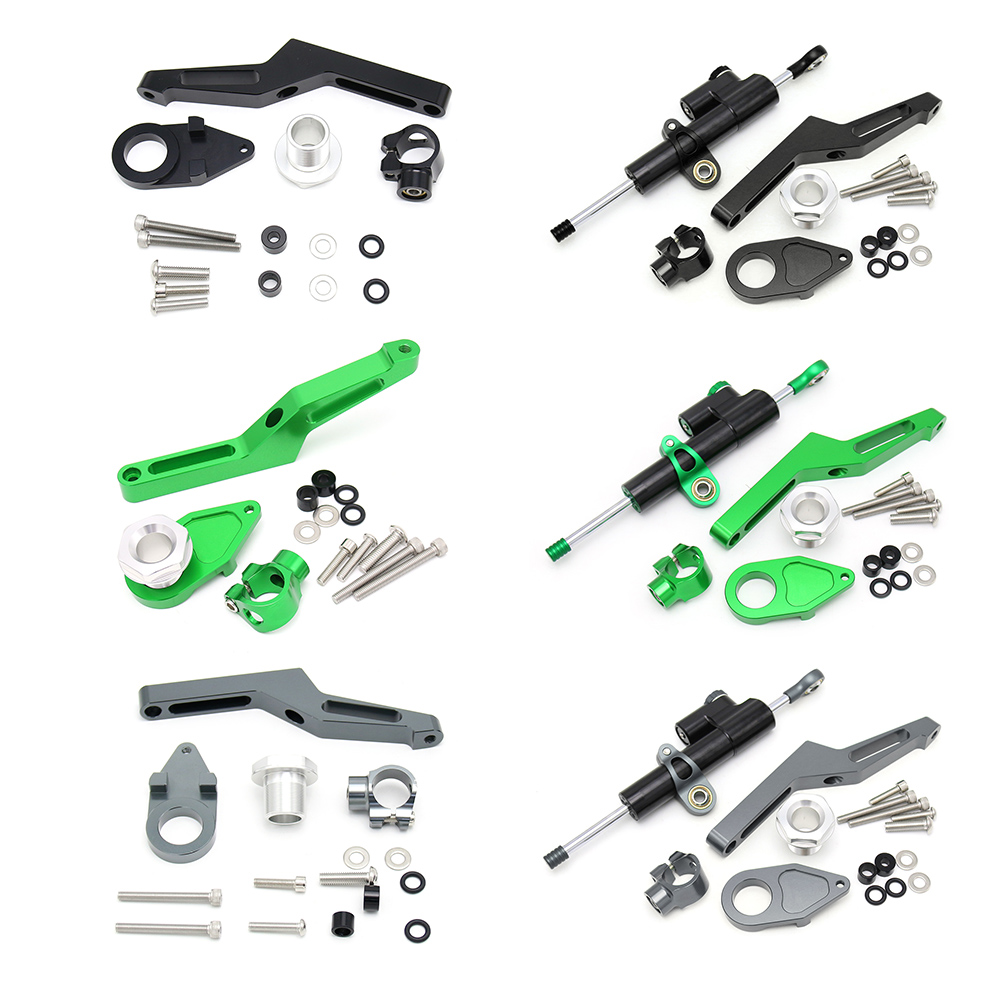 

CNC Steering Damper Stabilizer w/ Mount Kit for Kawasaki Ninja ZX-6R 09-19, Green, 501 Original