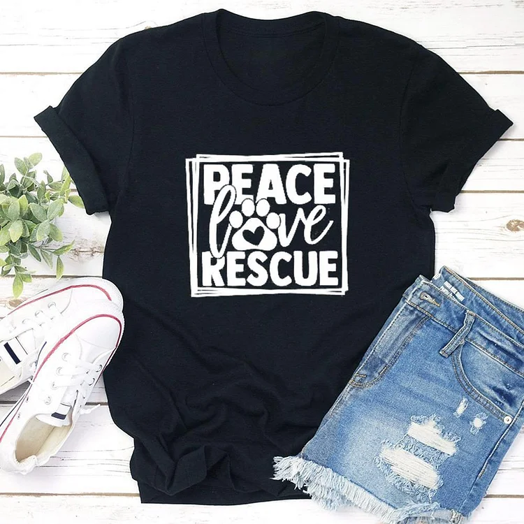 Peace Love Rescue T-shirt Tee - 01290-Annaletters