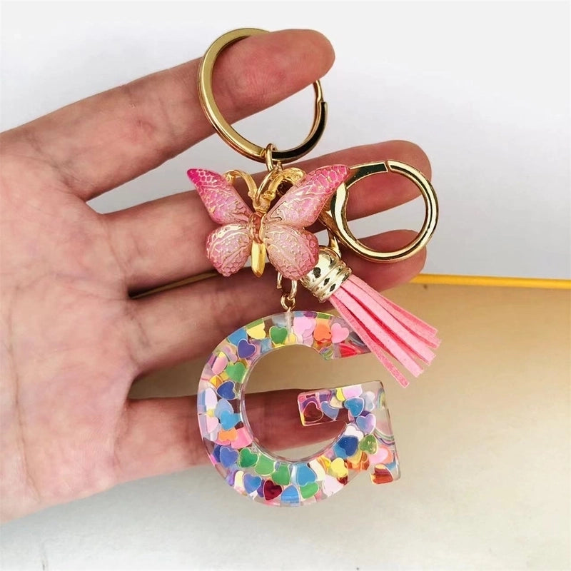 Classic Style Commute Letter Butterfly Resin Unisex Bag Pendant Keychain