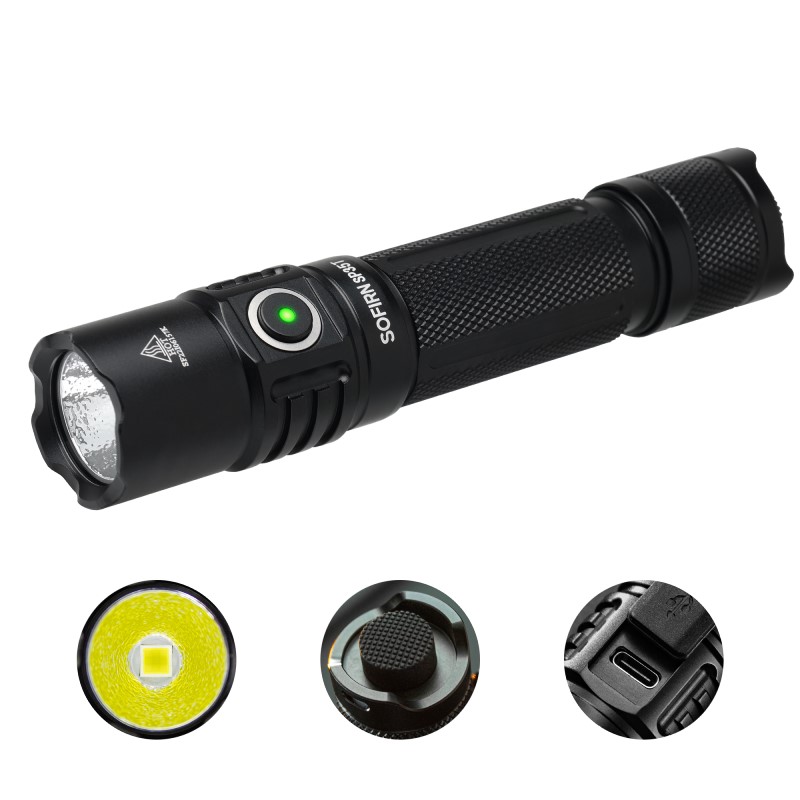 Sofirn SP35T 3800lm Tactical Flashlight USB C Rechargeable XHP50B LED ...