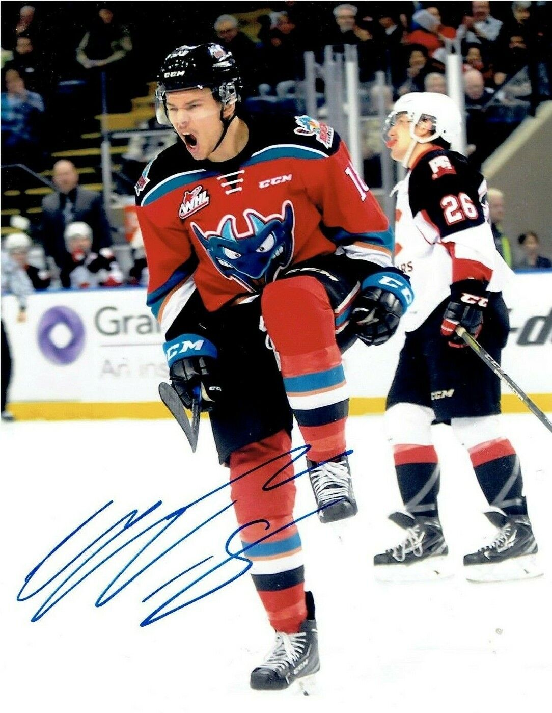 CARSEN TWARYNSKI autographed KELOWNA ROCKETS goal 8X10 Photo Poster painting SEATTLE KRAKEN