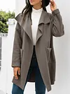 Fashion Loose Solid Color Long Sleeves Lapel Cardigan Woolen Outerwear