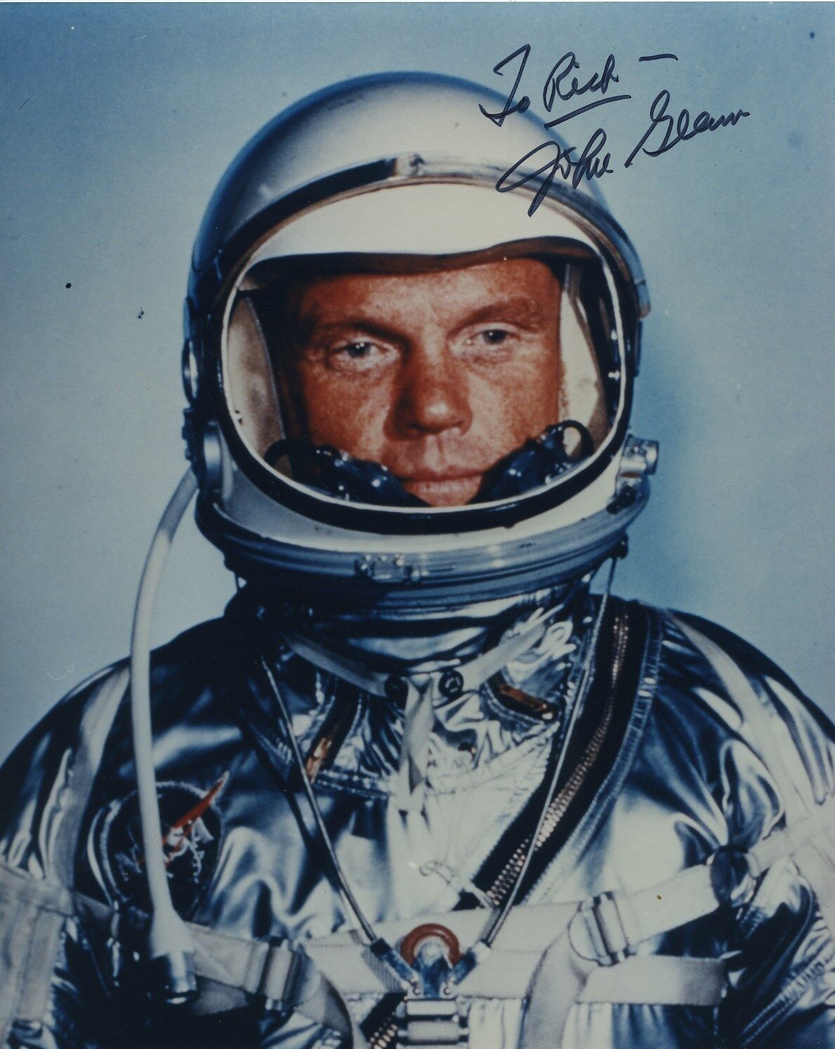 ASTRONAUT JOHN GLENN HAND SIGNED AUTOGRAPHED COLOR Photo Poster painting TO RICK