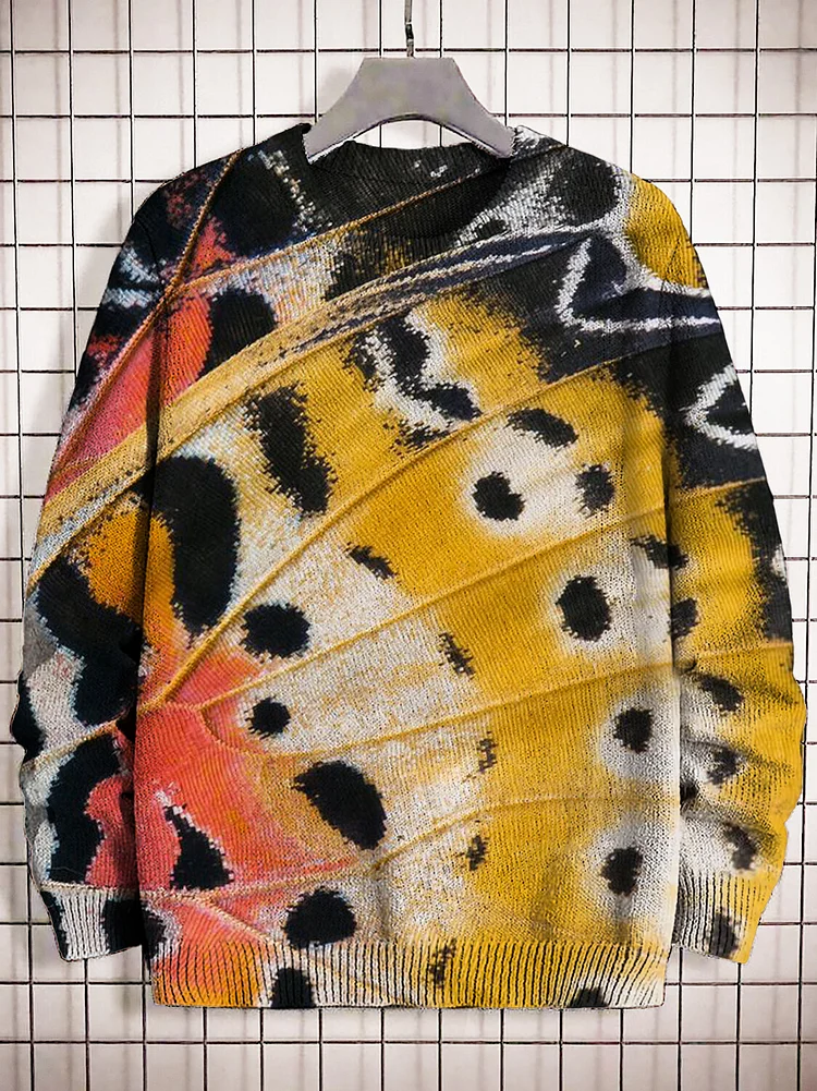 Men's Butterfly Wing Art Print Knit Sweatshirt