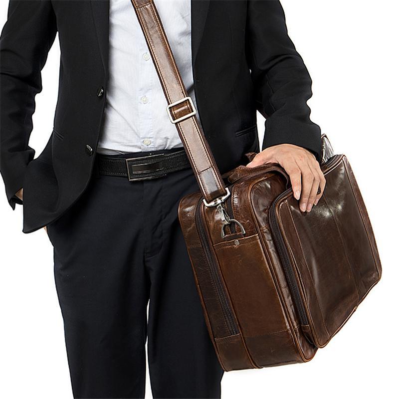 Business Large Capacity Laptop Leather Briefcase Handbag