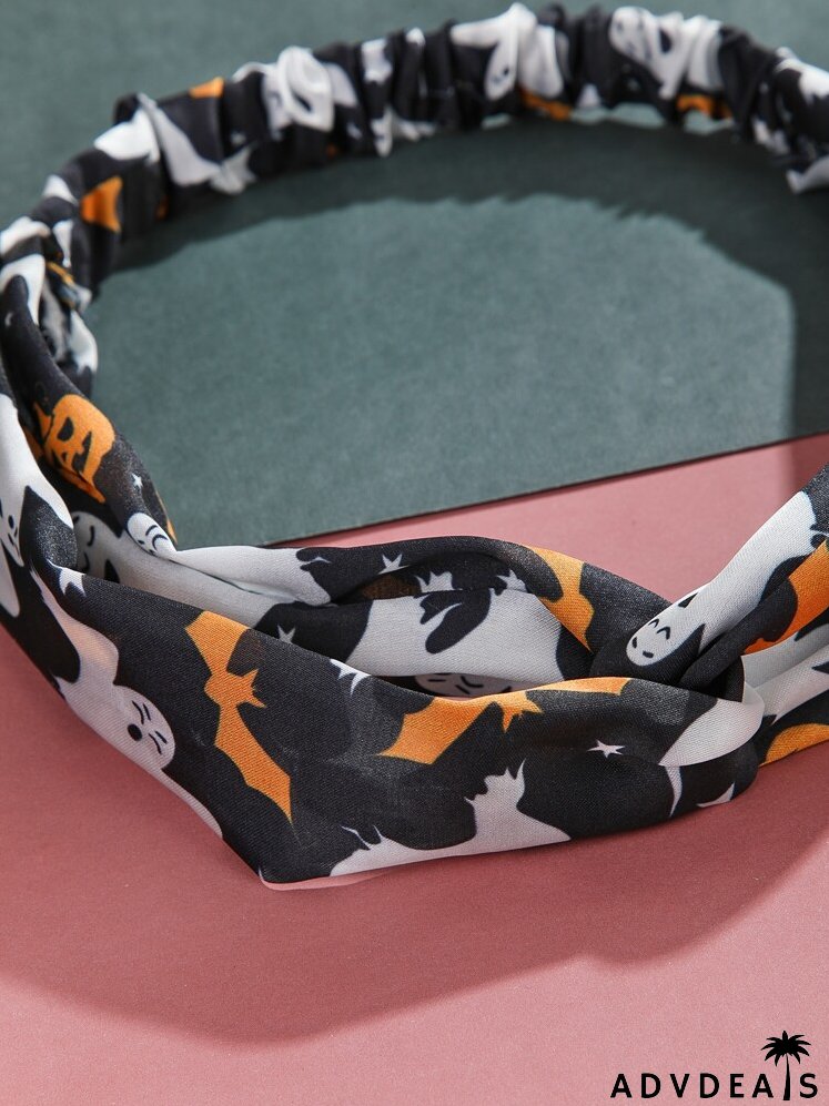 Halloween Ghost & Bat Print Hair Band