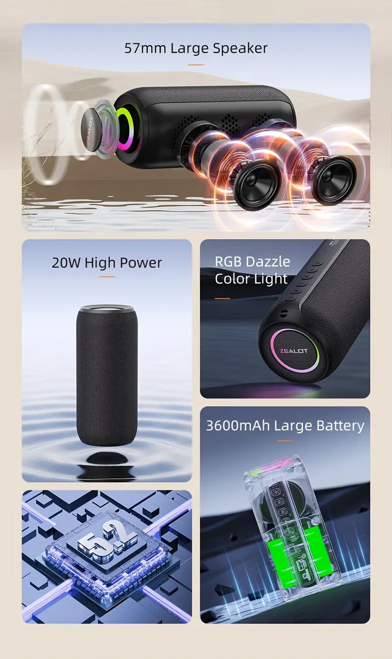 2024 new style portable subwoofer wireless speaker hifi dual pairing 3600mah battery 16 hours playtime loud stereo charging cable connect with mobile phone tablet tv Product details 1