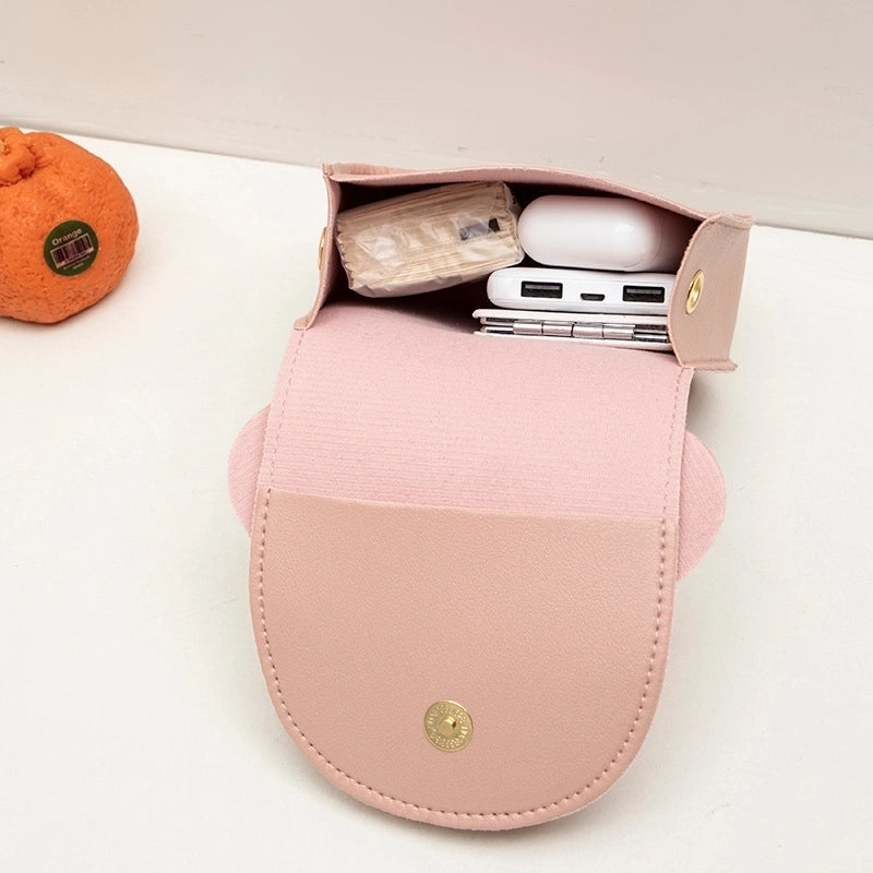 Women’s Small Pu Leather Color Block Solid Color Cute Round Flip Cover Crossbody Bag