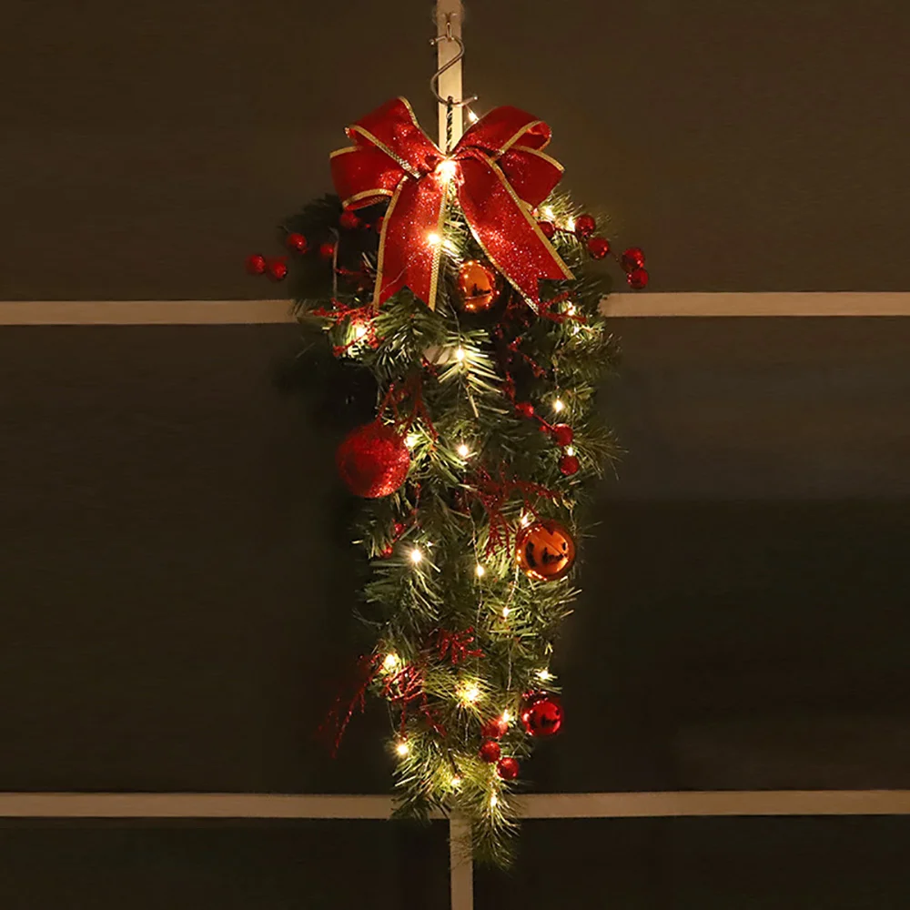 Christmas new upside down tree with lights holiday ornaments props ornaments