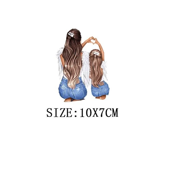 Mom&Baby Heat Sticker On T-shirt DIY Washable Iron On Transfer For Clothing Lovely Design On Clothes Patches Applique Decoration
