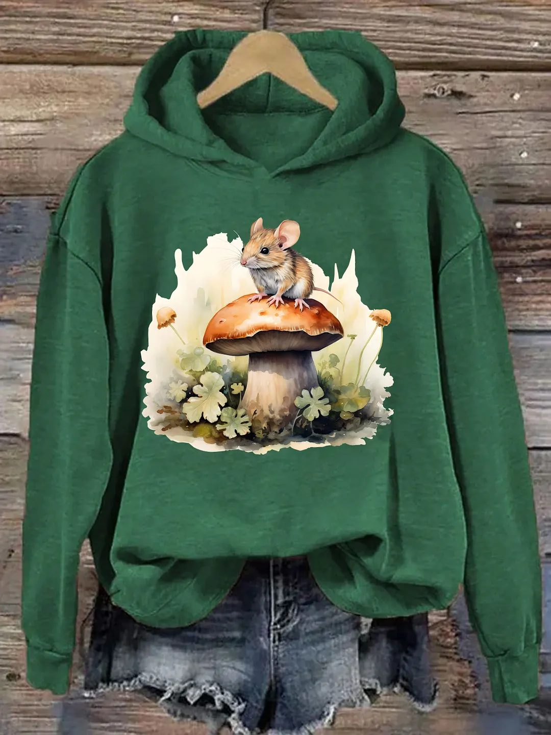 Vintage Hamster Mushroom Plant Art Hoodie