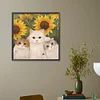 Diamond Painting -DIY Round Partial AB Drill Sunflowers Cat(45x45cm)