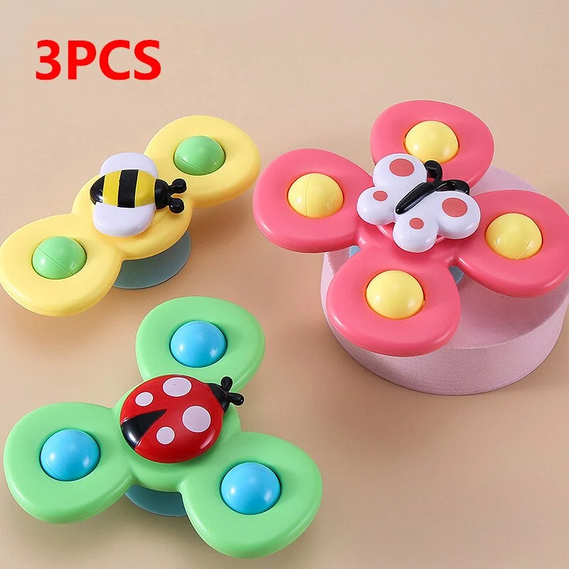 3PCS/Set Suction Cup Spinning Top Toy Spinner fingertip gyro Baby Toys Animal Flower Creative Educational Baby Rattle Accessory