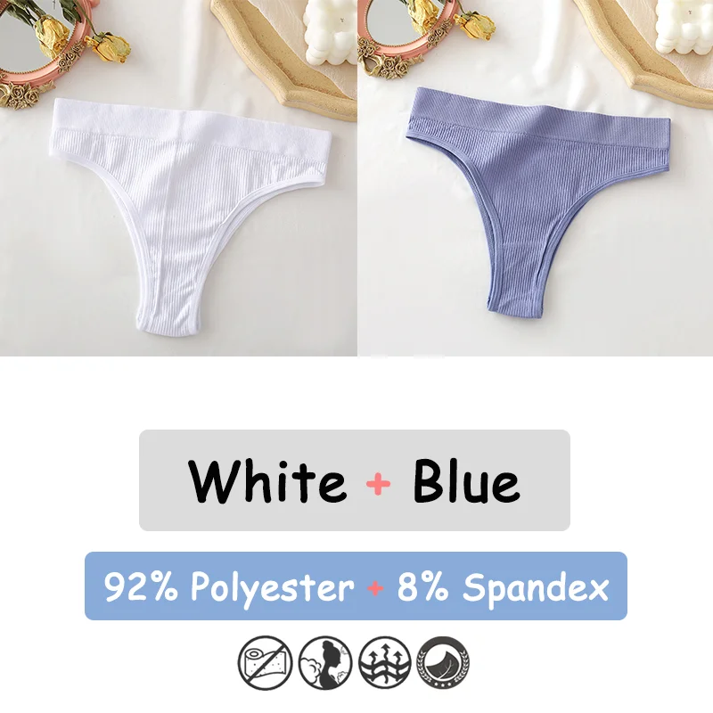 Billionm Women's Thong Seamless High Waisted Women's Panties Sexy Lingerie Comfortable Cotton Briefs Intimates Female Underpants
