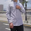 Gioiacombo&trade; Camicia a maniche lunghe a righe casual da uomo