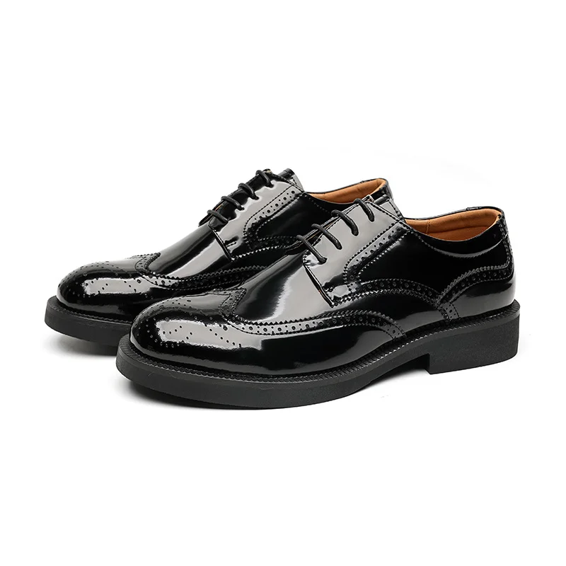 Colourp Colourp Men's Shoes British Carved Business Dress Men's Leather Shoes With Round Head Single Shoes Trend 8112-R