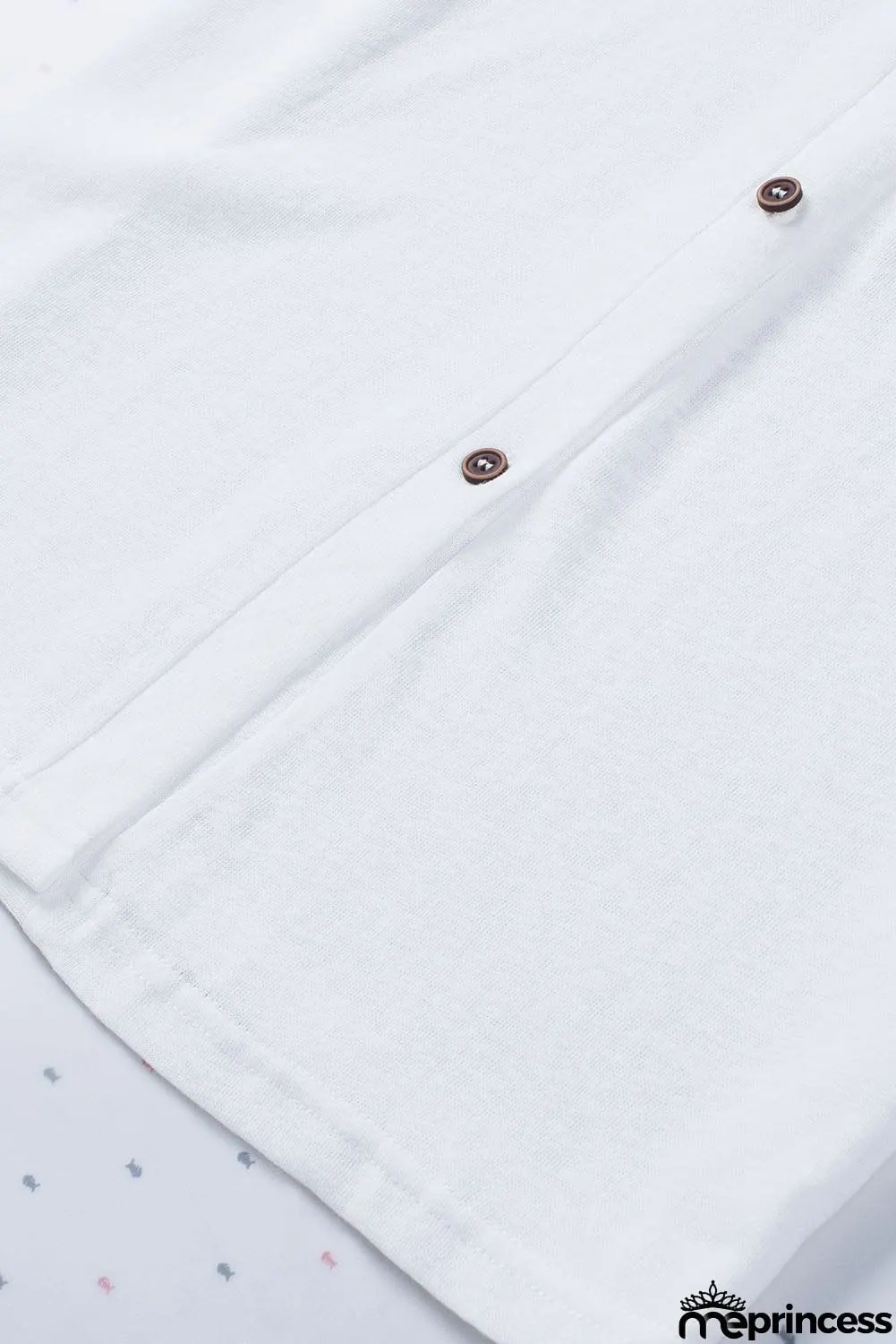 Solid Color Open-Front Buttons White Cardigan
