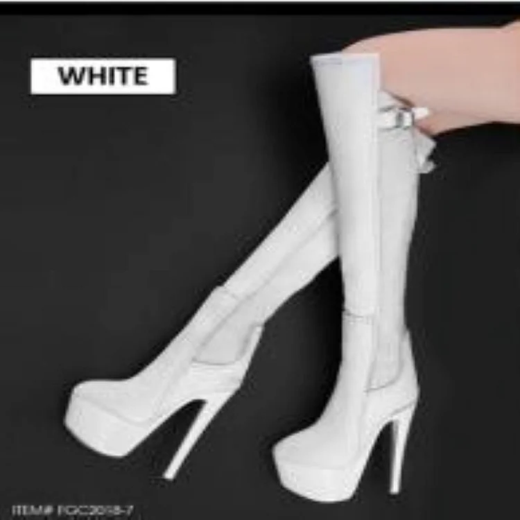 FLIRTY GIRL COLLECTIBLES FGC2018 1/6 Scale Female Leather Long Boots High Heels Model Shoes Empty inside-aliexpress