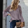 Gioiacombo&trade; Top a maniche lunghe in pizzo con scollo a V