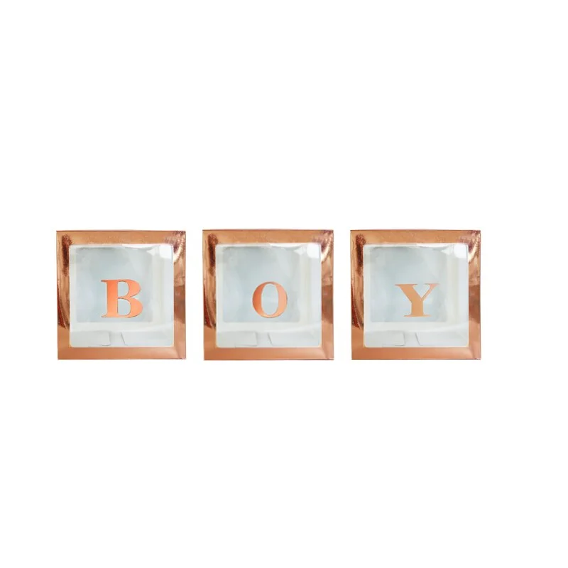 Rose Gold Transparent Letter A-Z Box Custom Baby Name Balloon Baby Shower Box Girl First 1st Birthday Party Decor Kids Babyshowe