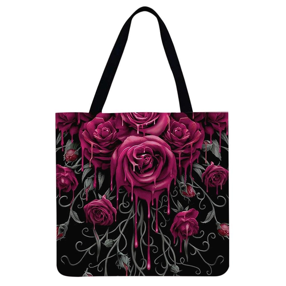 Linen Tote Bag -  Rose Flower