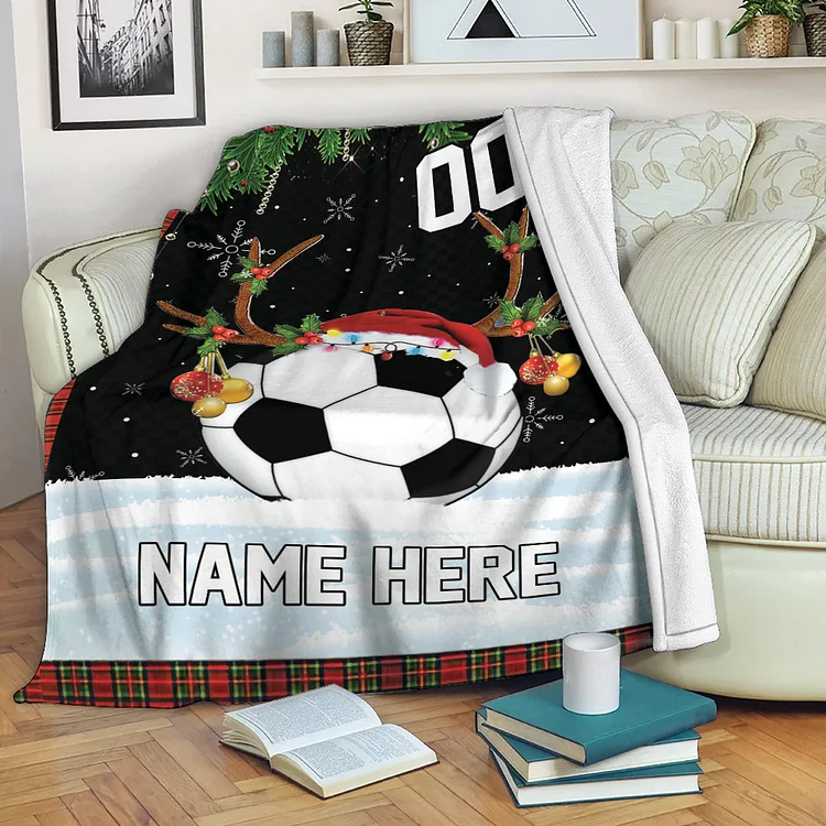 Personalized Christmas Soccer Blanket|BKKid222[personalized name blankets][custom name blankets]