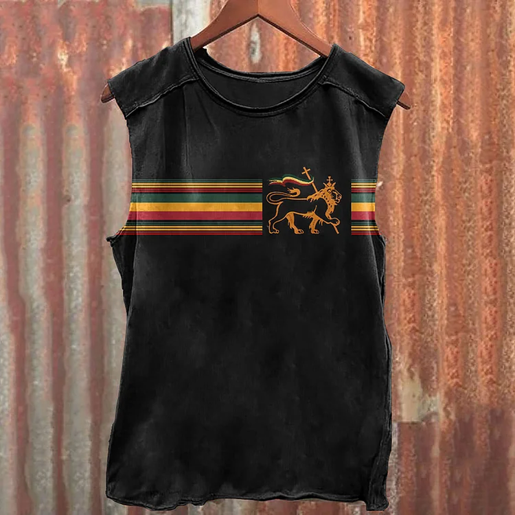 Comstylish Rasta Lion Reggae Stripe Art Tank Top