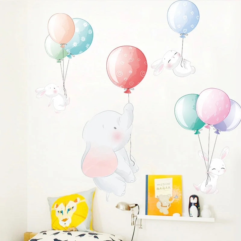 naklejki na sciane dla dzieci kids room decor baby vinilo decorativo pared wand aufkleber Cartoon balloon elephant cute adesivi