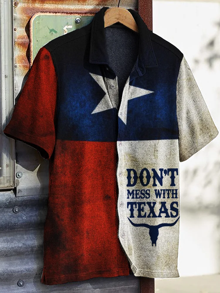 Men's Don't Mess With Texas Flag Inspired Colorblock Shirt