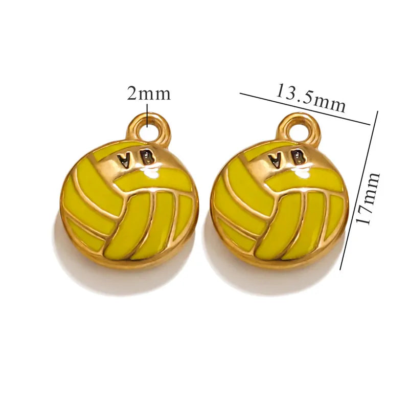 1 Piece 13.5*17mm 304 Stainless Steel Volleyball Baseball Football Pendant Jewelry Accessories