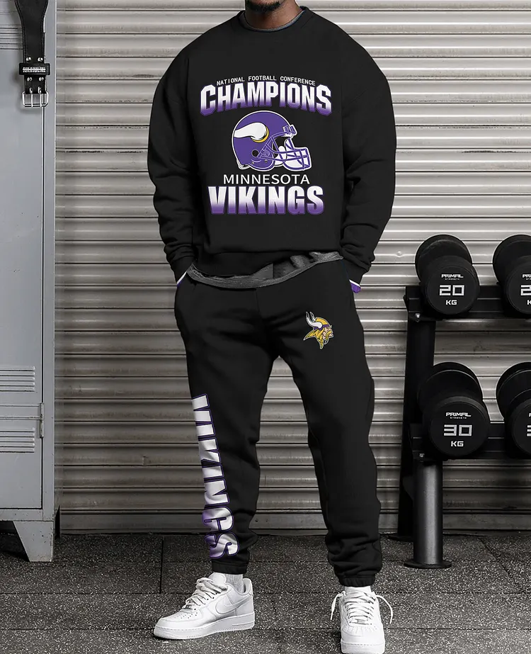 Minnesota Vikings 3D sweatsuit and sweatpants 2 piece outfits