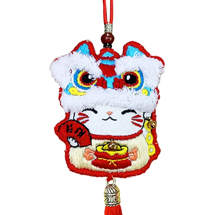 Lion Dance Car Hanging Embroidery Kits Lucky Cat Lucky Dog DIY Handcrafted Gifts