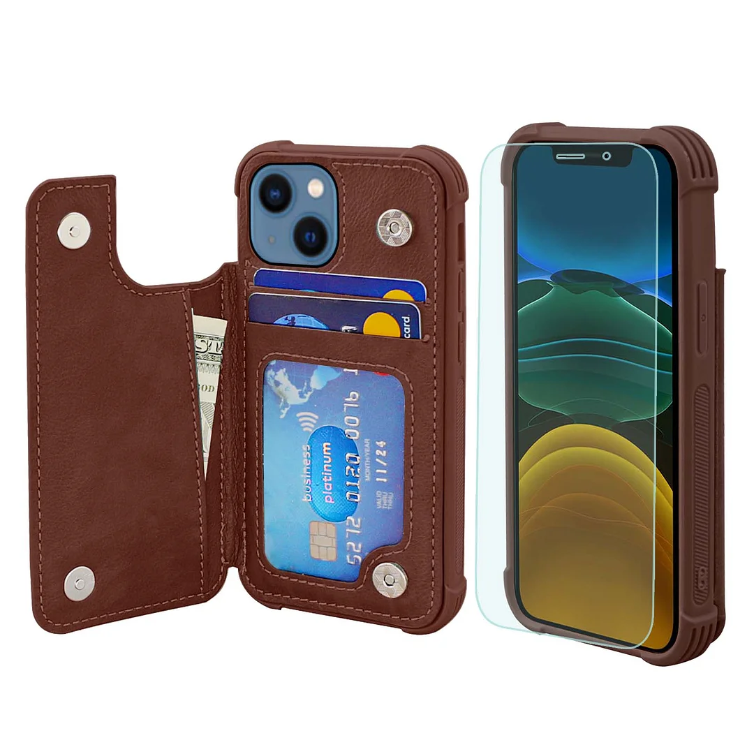 VANAVAGY Wallet Case for iPhone 13 Mini Wallet Case for magnetic car mount