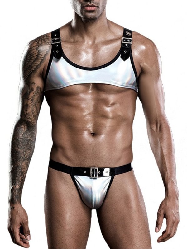 Men's Sexy Underwear Set Belt Briefs And Short Top