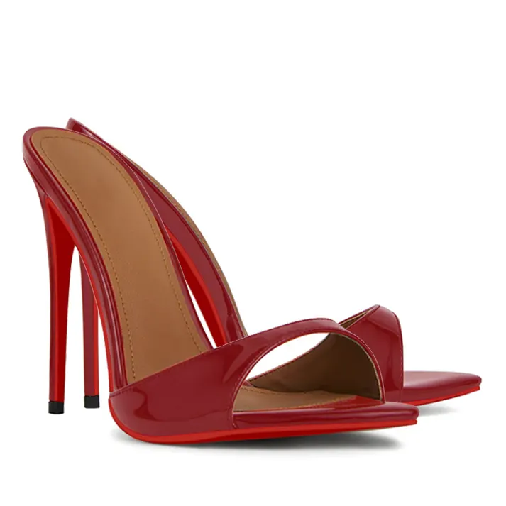 120mm Women's Sandals Pointed Toe Mules Heels Slip on Stilettos-vocosishoes