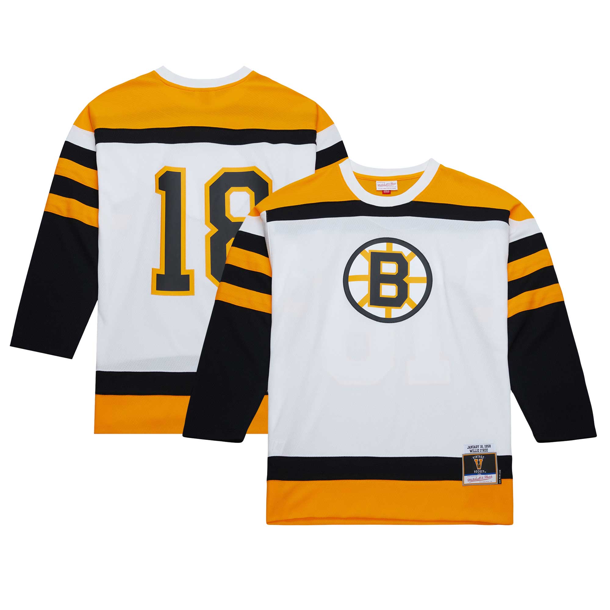 Willie O’Ree Boston Bruins Mitchell & Ness 1958 Blue Line  Jersey – White mysite