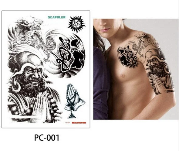 Large size temporary tattoo on chest body arm shoulder cool fake tattoos water transfer tattoo for men big 32*24cm tatto sticker