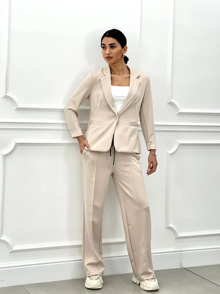 Jacket and wide-leg pants set (New 2025)