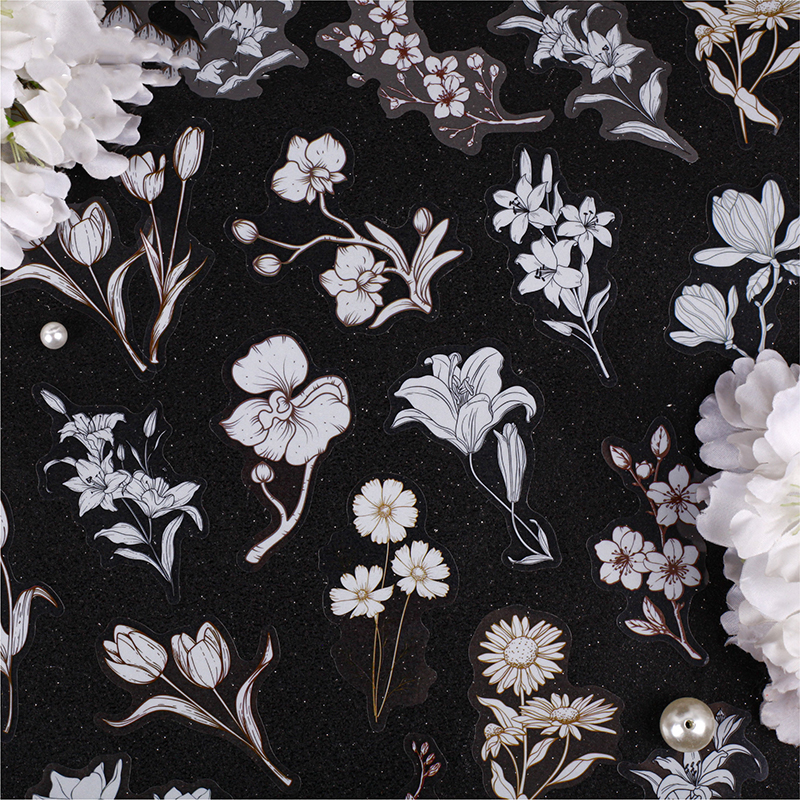 PET 스티커 - 염색 시리즈 빈티지 식물 꽃