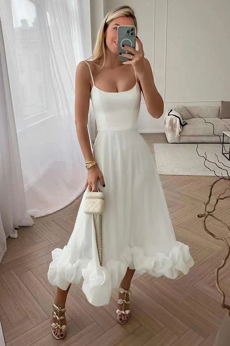 Cami Ruffle Hem Formal Party Bridesmaid A-Line Maxi Dress